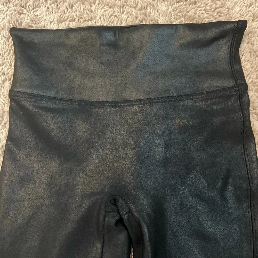 Spanx Shorts‎ Black Biker High Waisted FauxLeather 7